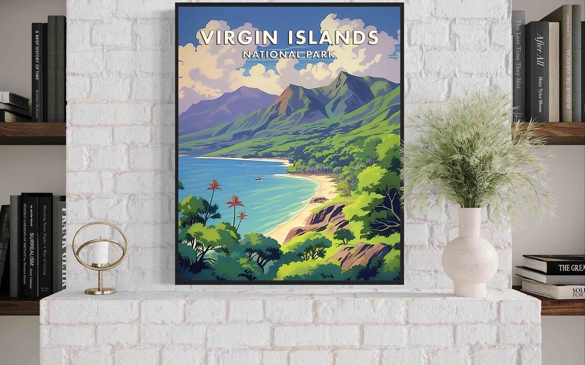 Virgin Islands National Park Tropical Bay Beach Travel Poster - Image 3