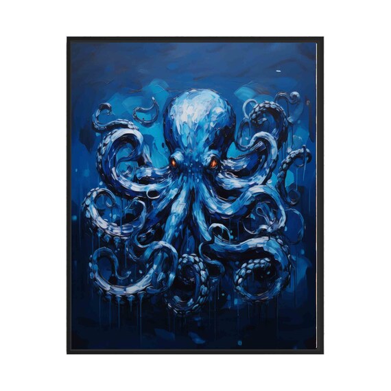 Blue Octopus Art Print Posters Animal Abstracts Wall Art Painting Decoration Gifts