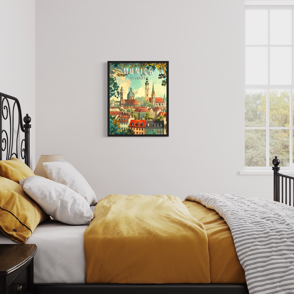 Munich Germany Old Town Churches and Red Rooftops Travel Poster - Image 3
