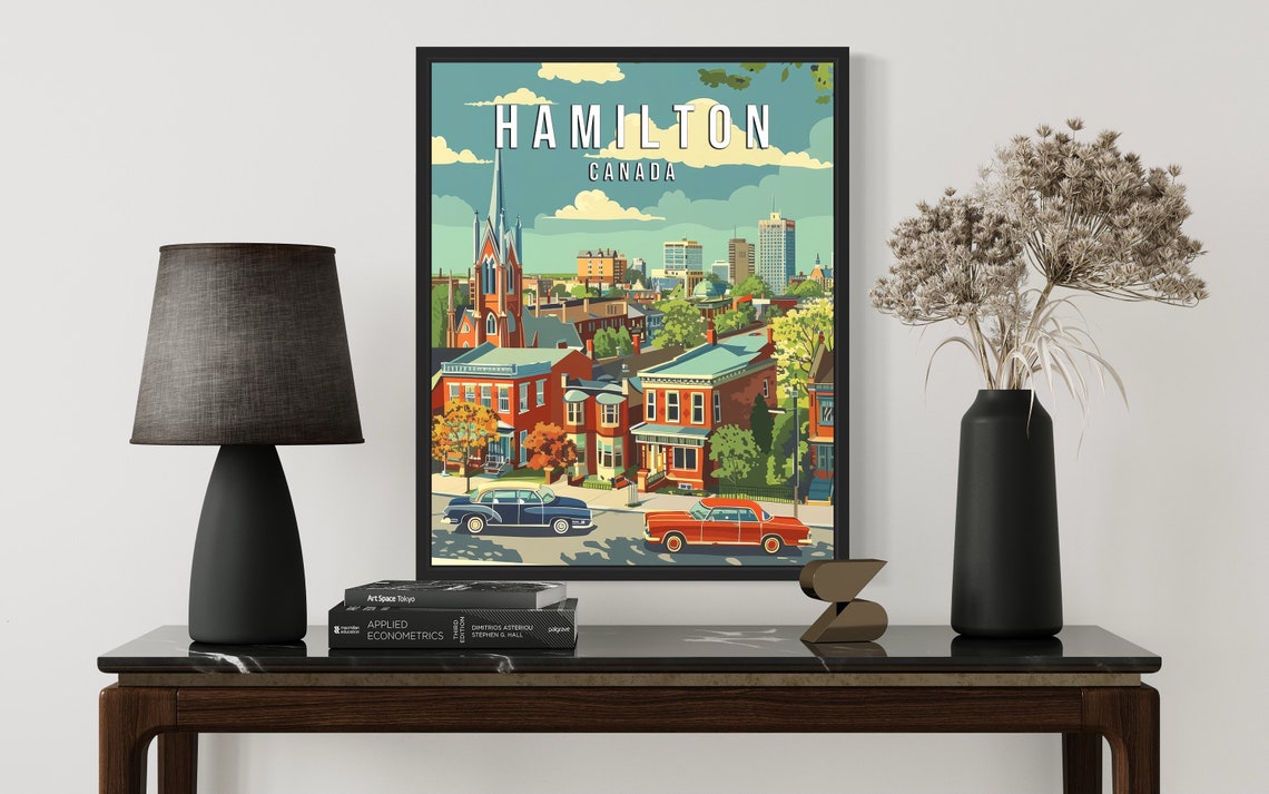 Hamilton Canada Victorian Street Scene Retro City Travel Poster - Image 2