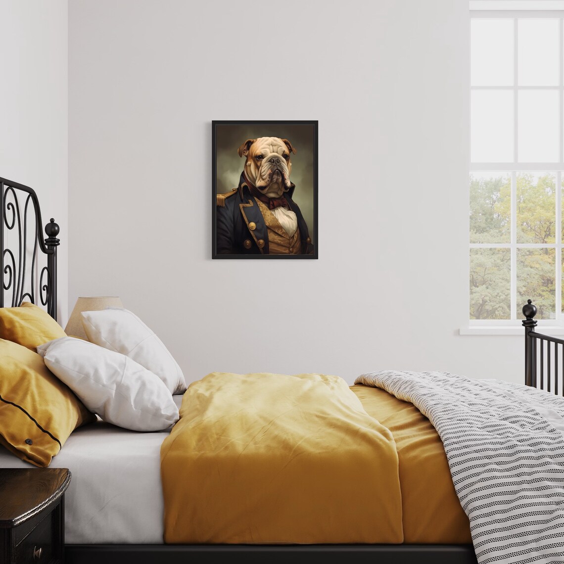 Bulldog Gentleman in Naval Officer Uniform Portrait Wall Art - Image 3