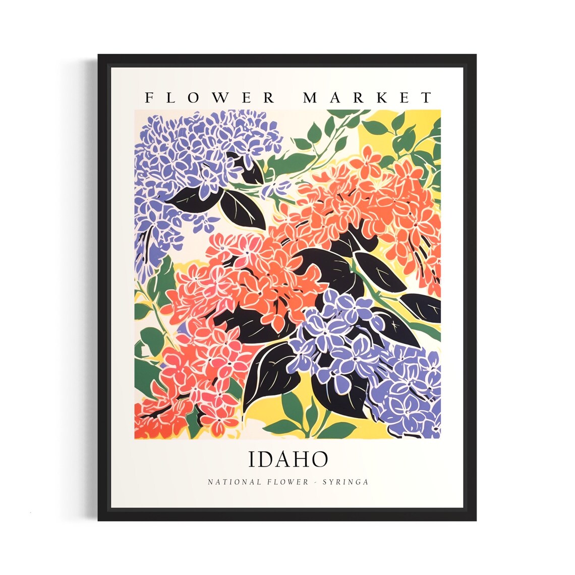 Idaho Flower Market Syringa Lilac Blossom Botanical Art Poster