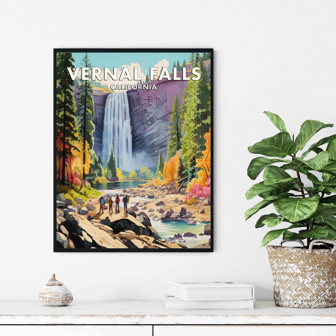 Vernal Falls California Granite Waterfall Yosemite Travel Poster - Image 3