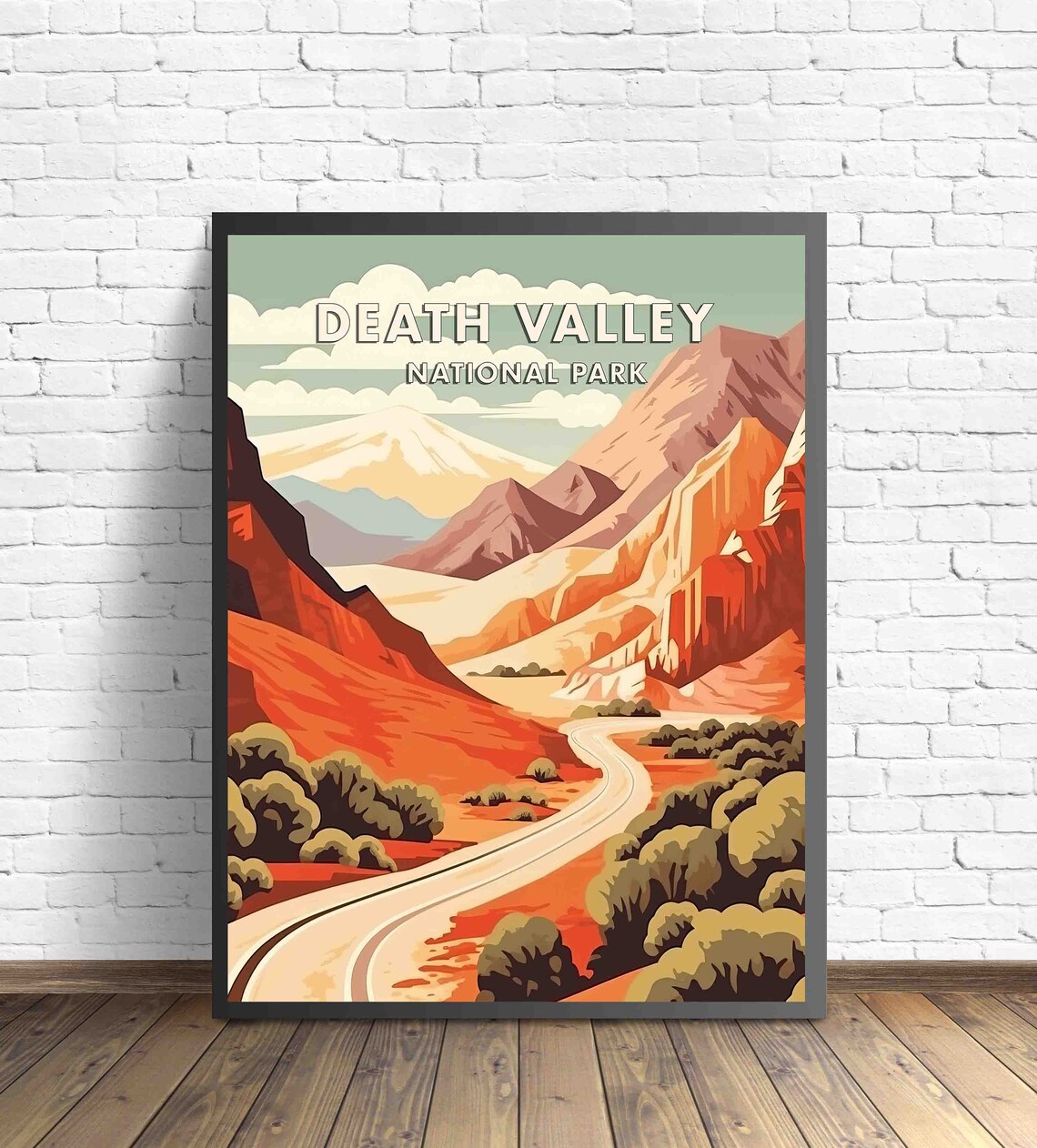 Death Valley National Park Winding Desert Road Sunset Red Rocks Poster - Image 2