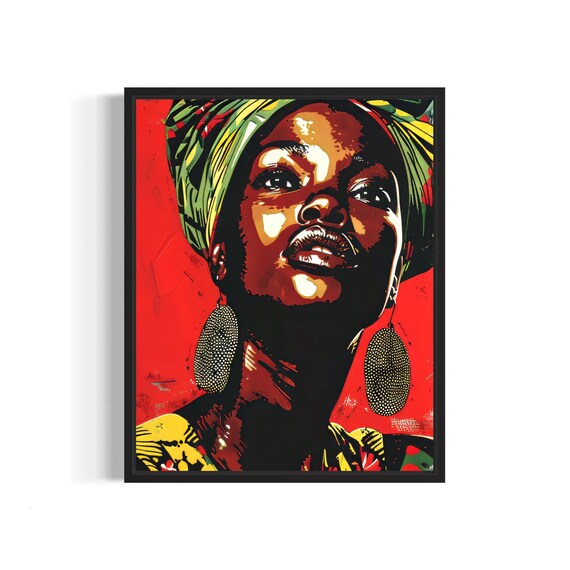 African Woman Poster Art Print Vintage Retro Landmarks Painting Wall Art Decor
