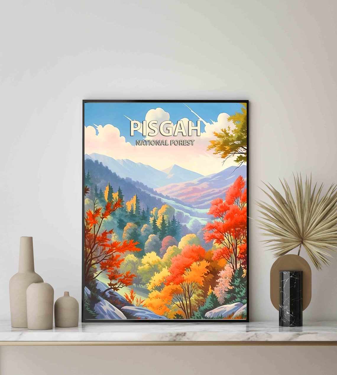 Pisgah National Forest Fall Foliage Mountain Vista Travel Poster - Image 2