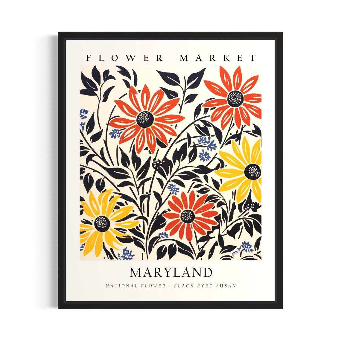 Maryland Flower Market Black Eyed Susan Botanical Floral Art Print