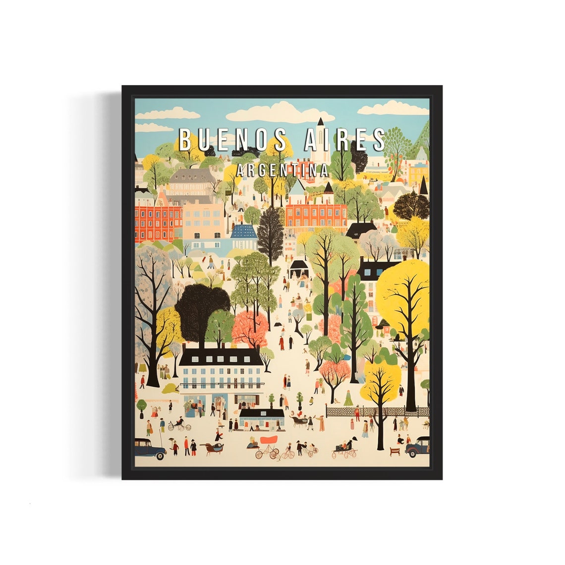 Buenos Aires Argentina Autumn Park Trees Retro Travel Poster