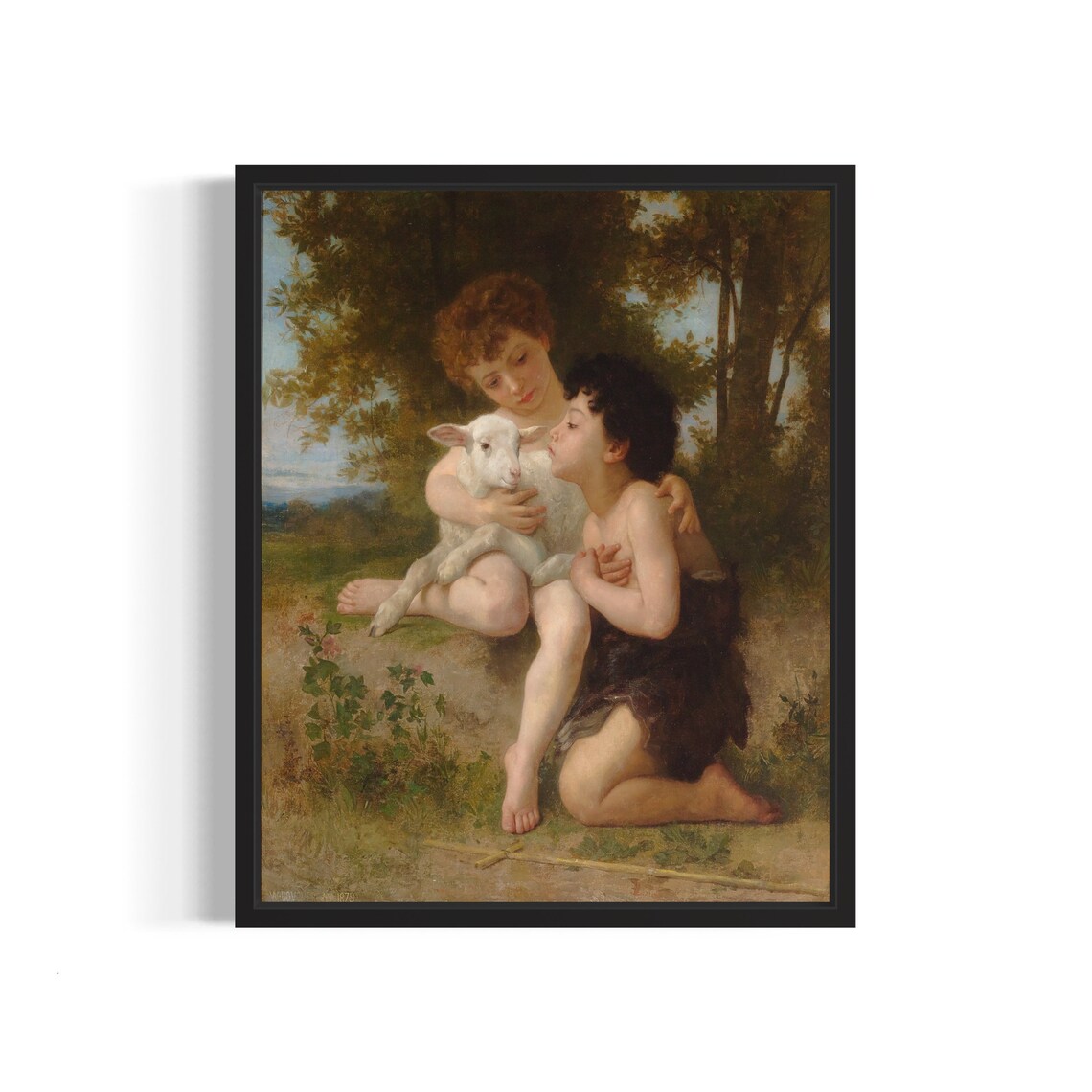 Children with the Lamb Bouguereau Pastoral Painting Classic Art Poster
