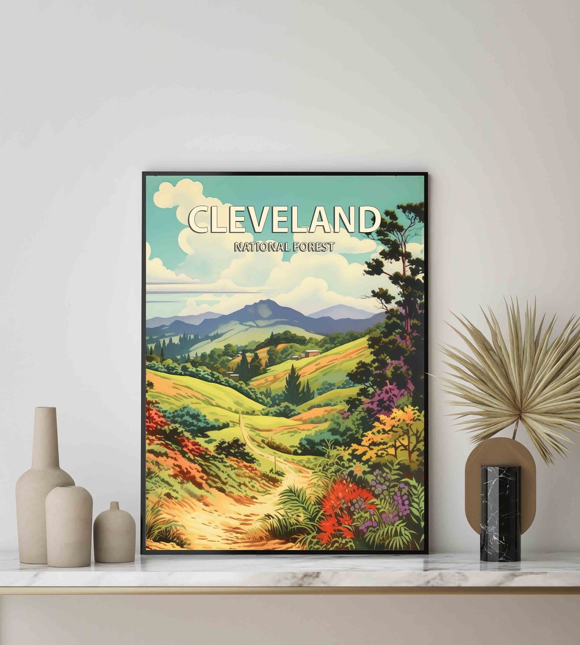 Cleveland National Forest Rolling Hills Trail Retro Travel Poster - Image 3