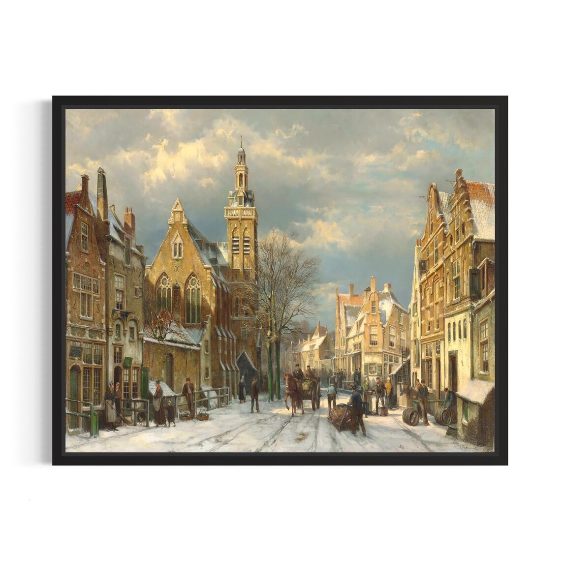 Snowy Vintage Dutch Street Winter Scene Old Master Style Poster