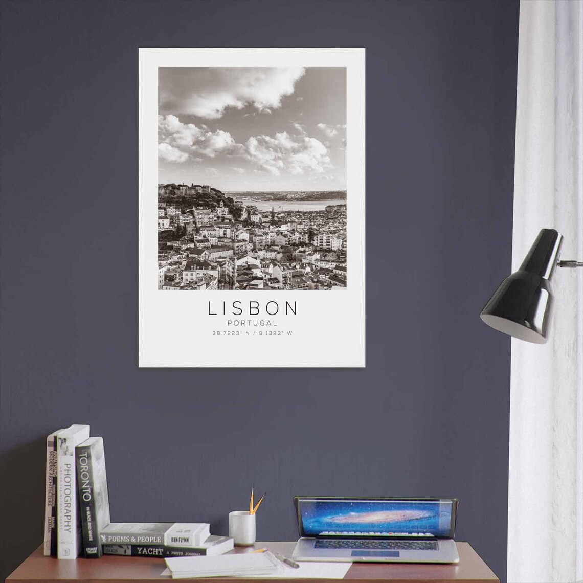 Lisbon Portugal Cityscape Panorama Old Town Black White Photo Poster - Image 3