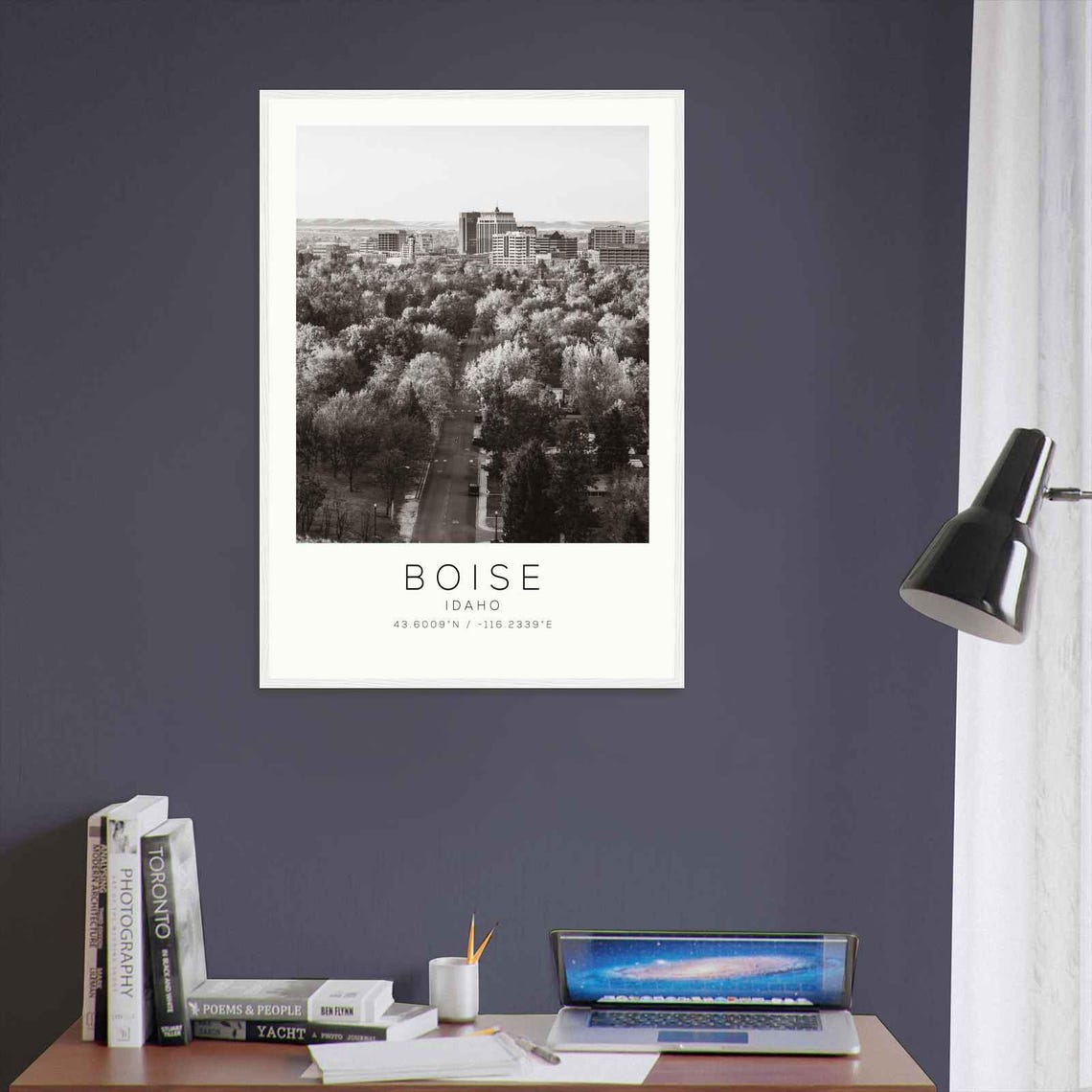 Boise Idaho Tree Lined Avenue Leading to Downtown Skyline Poster - Image 3