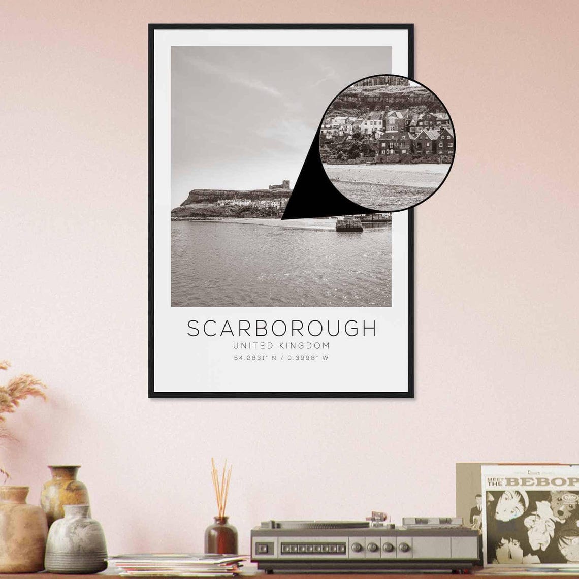 Scarborough United Kingdom Travel Photo Poster Bw Scarborough Travel Print Minimalist Travel Poster Print - Image 4