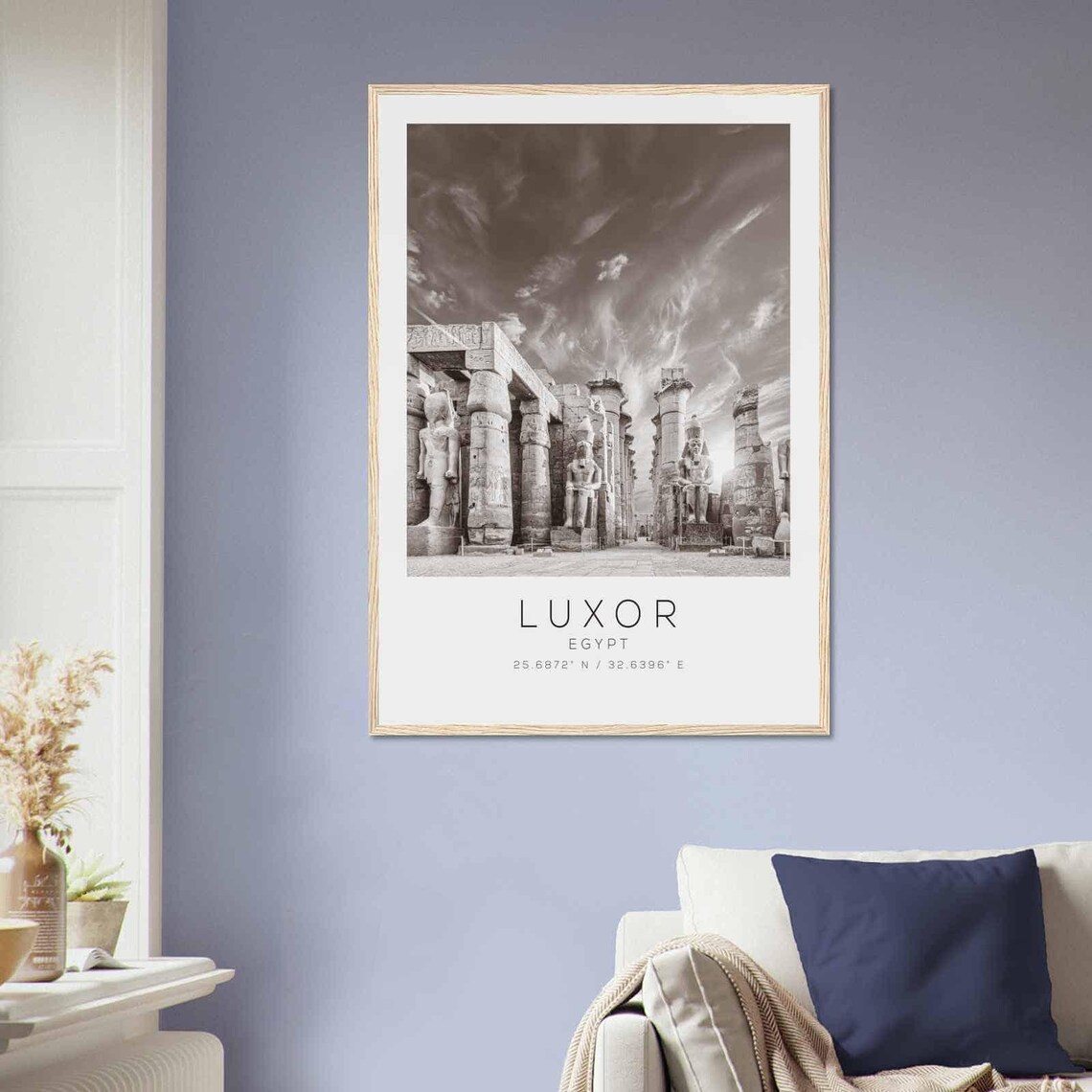 Luxor Egypt Ancient Temple Columns Black and White Photo Poster - Image 2