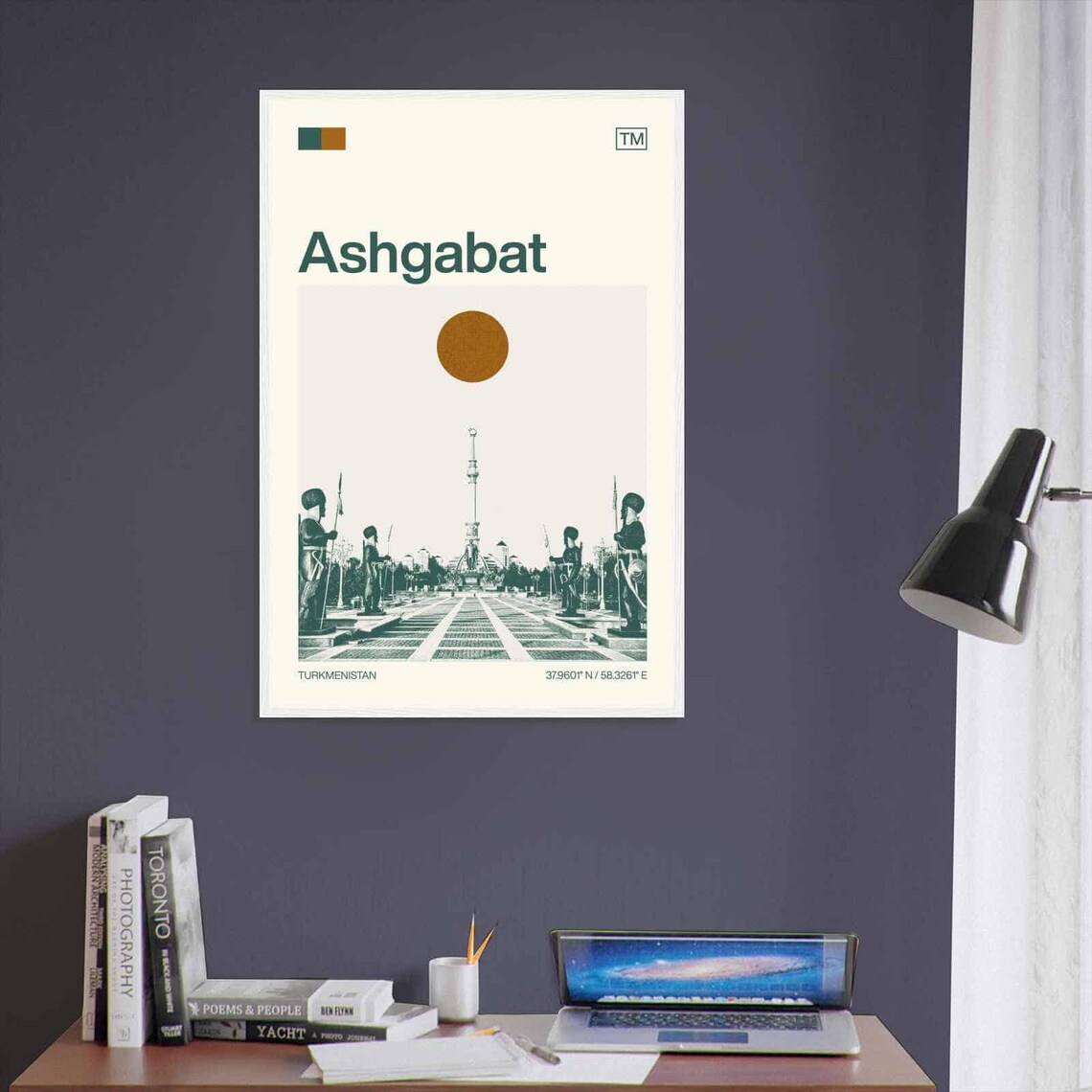 Ashgabat Turkmenistan Monument Avenue Duotone View Art Poster - Image 3