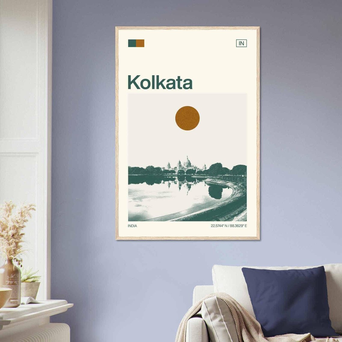 Kolkata India Minimalist Monochrome Travel Poster - Image 2
