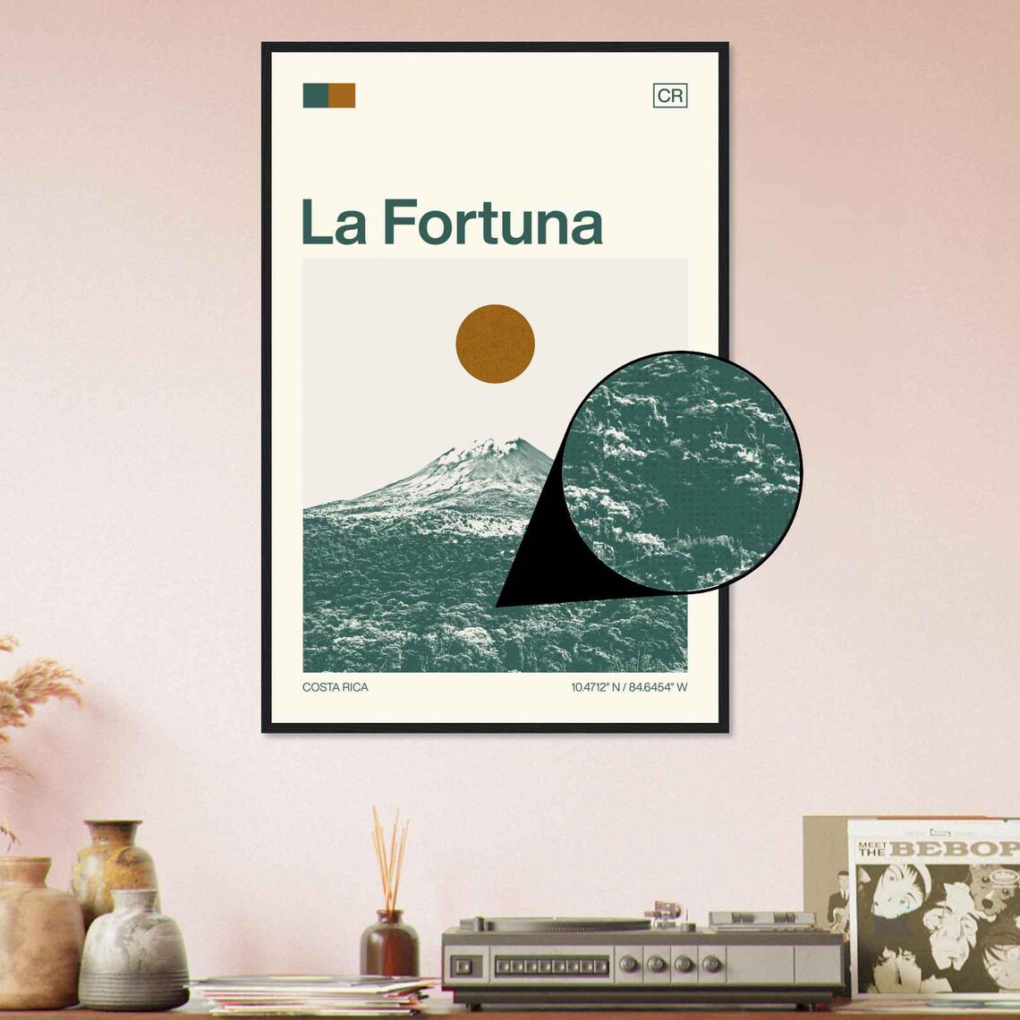 La Fortuna Costa Rica Arenal Volcano Jungle Peak Duotone Travel Poster - Image 4