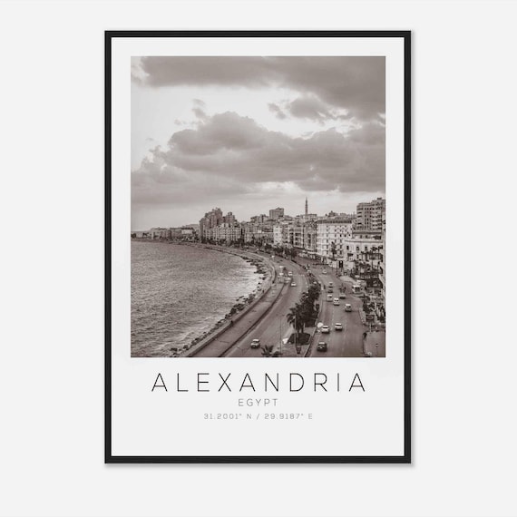 Alexandria Egypt Travel Photo Poster Bw Alexandria Travel Print Minimalist Travel Poster Print