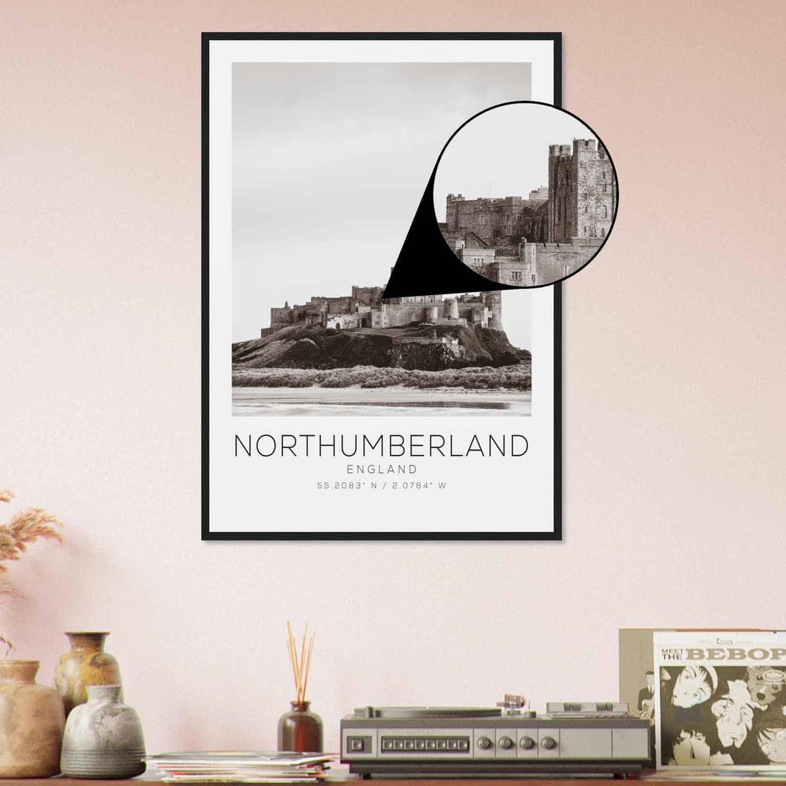 Northumberland England Travel Photo Poster Bw Northumberland Travel Print Minimalist Travel Poster Print - Image 4
