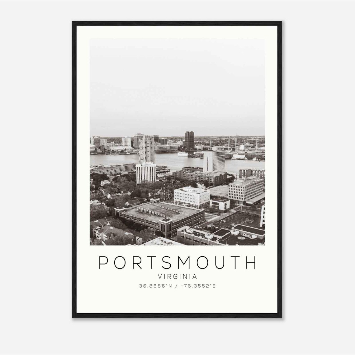 Portsmouth Virginia Travel Poster, Minimalist Print