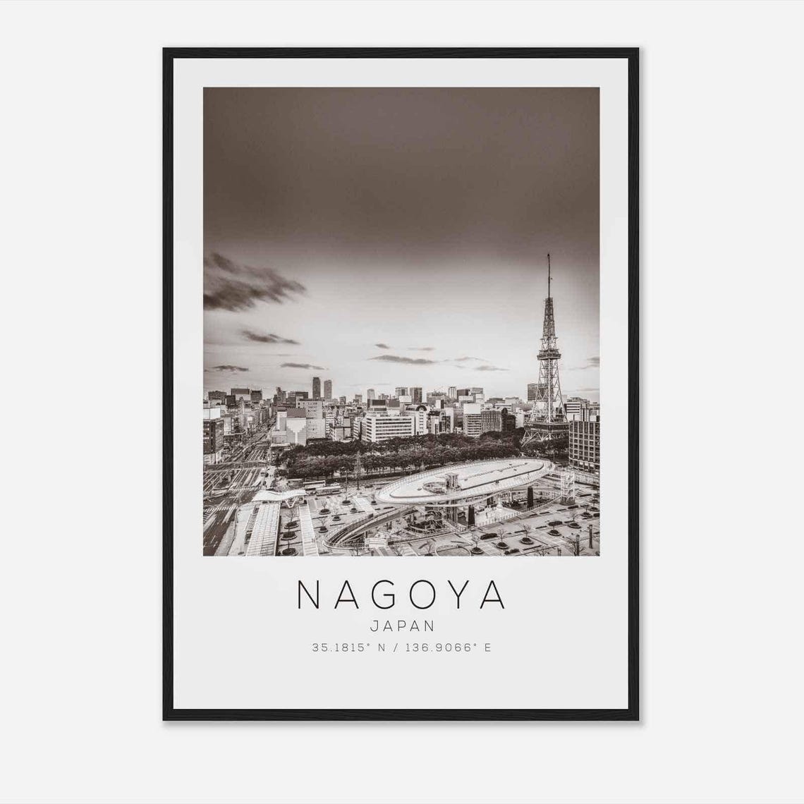 Nagoya Japan Travel Photo Poster Bw Nagoya Travel Print Minimalist Travel Poster Print