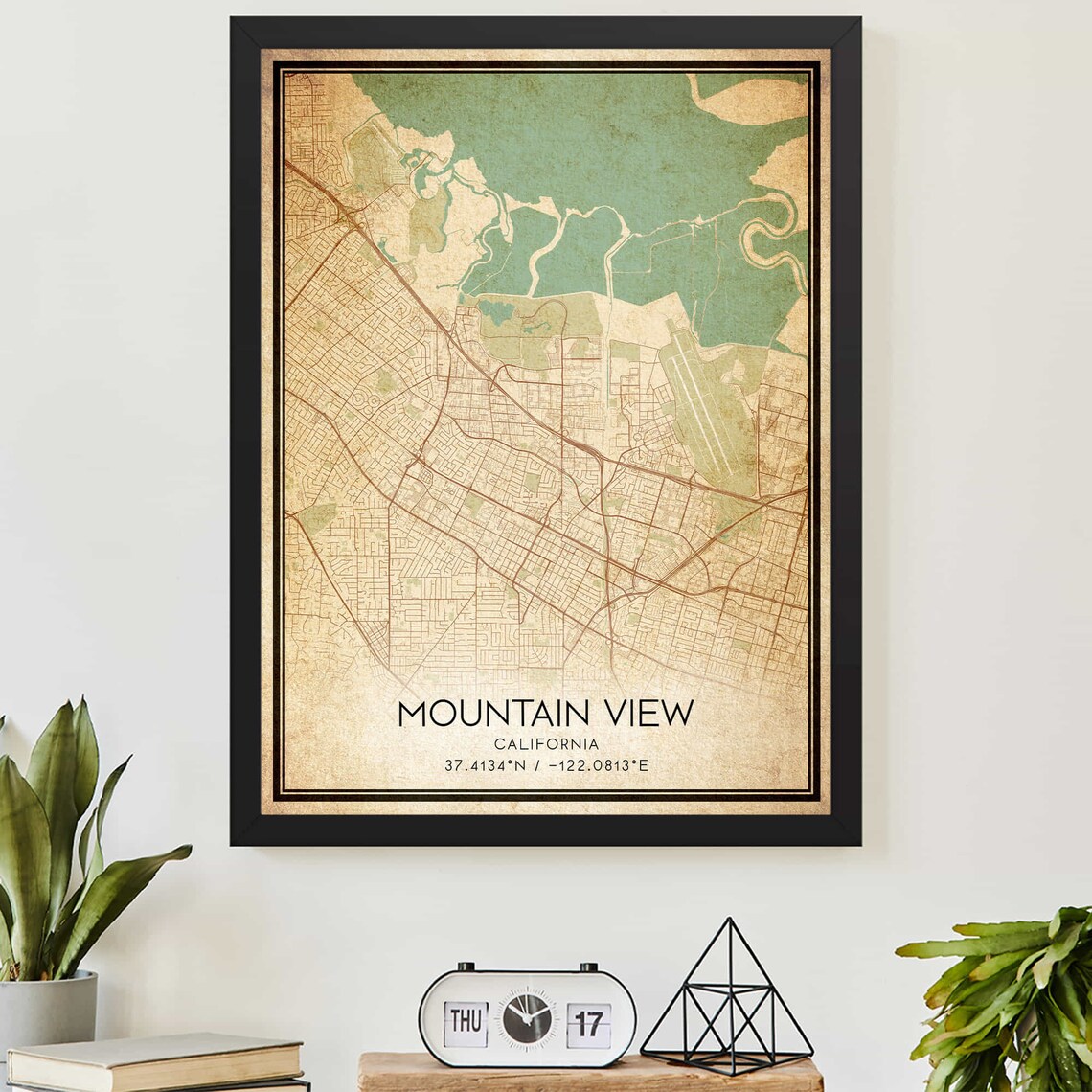 Vintage Mountain View Map Art Print Poster