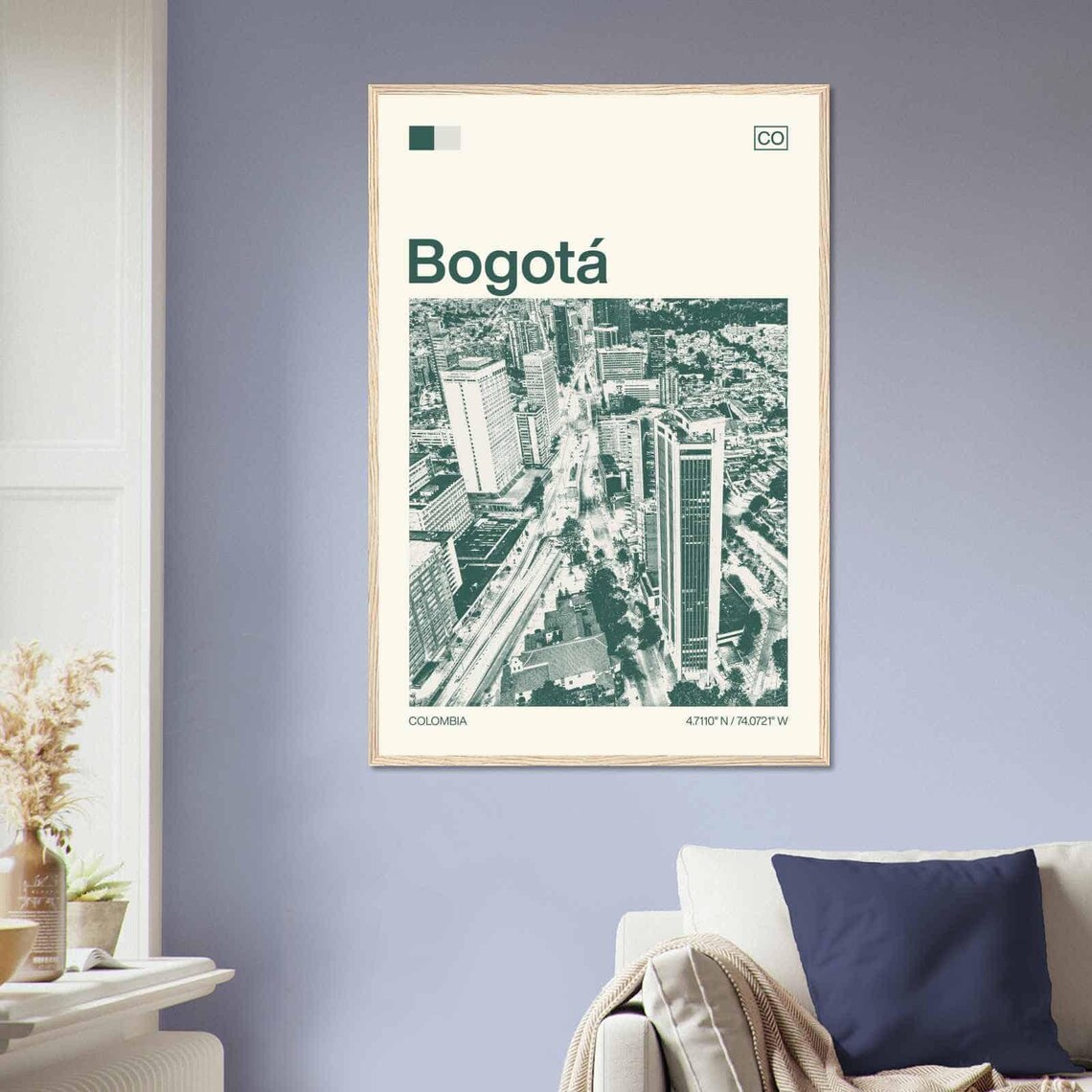 Bogota Colombia Downtown Aerial Vintage Style City Travel Poster - Image 2