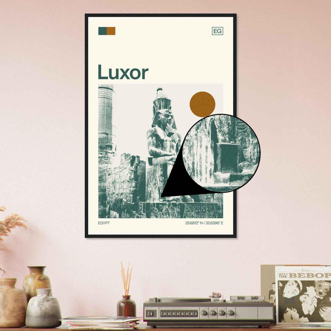 Luxor Egypt Minimalist Monochrome Travel Photo Poster - Image 4