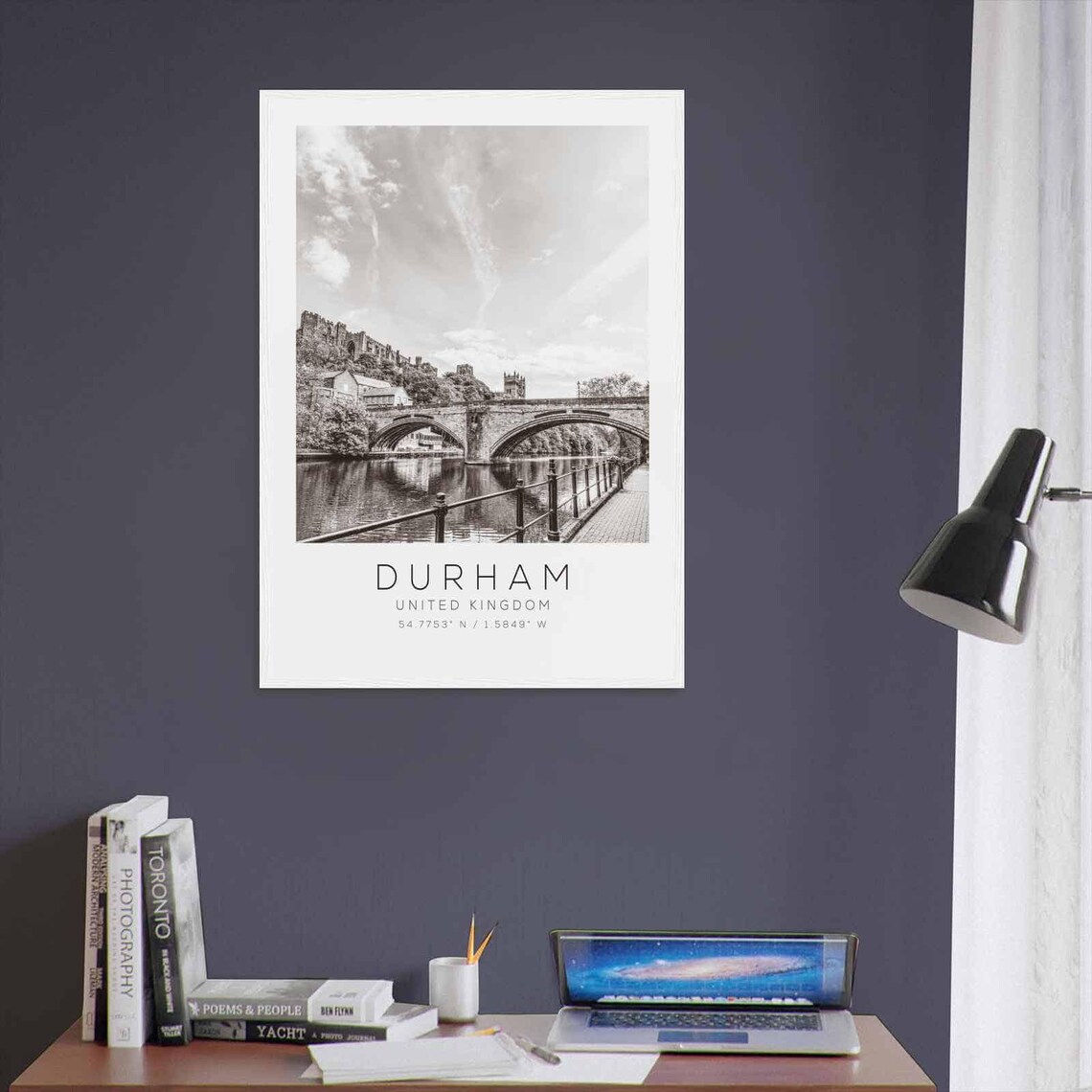Durham United Kingdom Castle Riverside Black White Photo Poster - Image 3