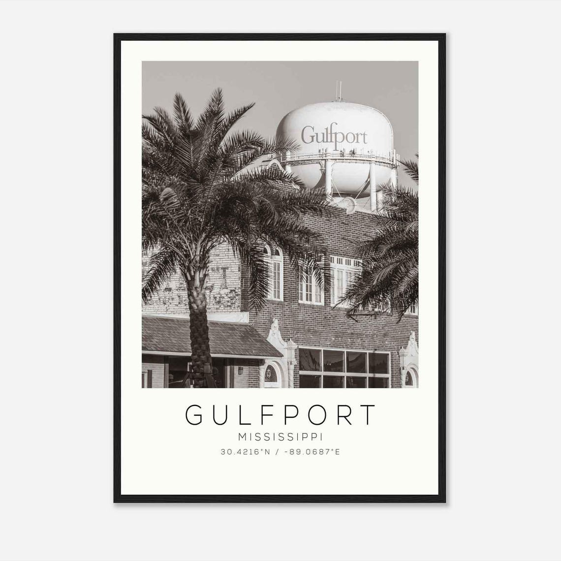 Gulfport Mississippi Photo Travel Poster Gulfport Travel Print Minimalist Travel Print