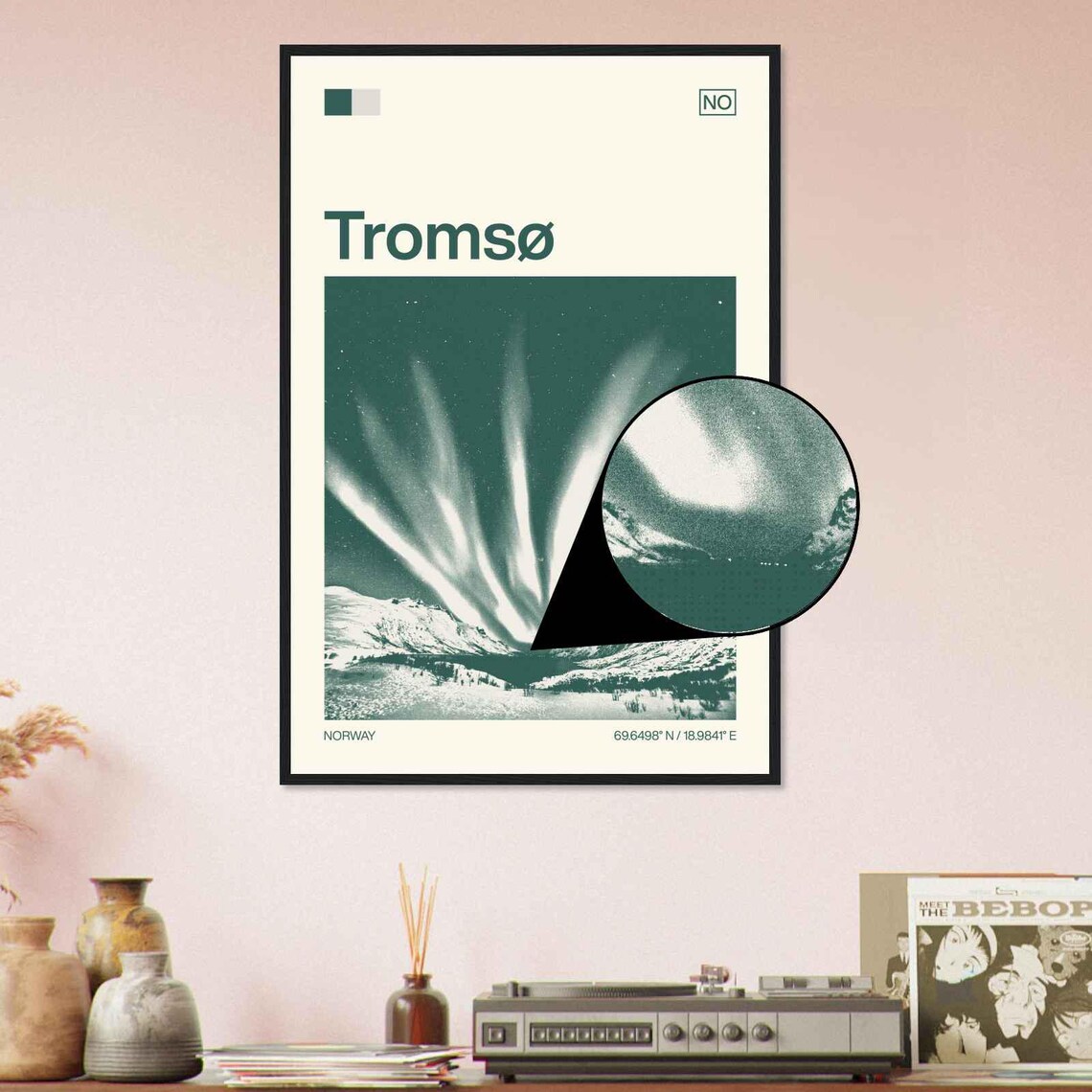 Tromsø Norway Northern Lights Snow Peaks Vintage Travel Poster - Image 4