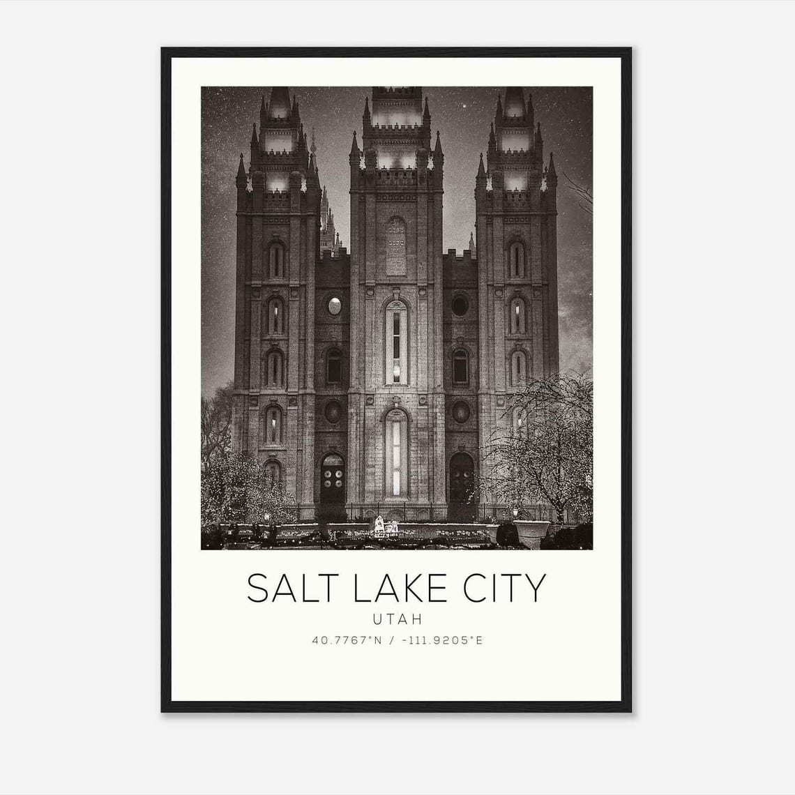 Salt Lake City Utah Photo Travel Poster Salt Lake City Travel Print Minimalist Travel Print Ds4