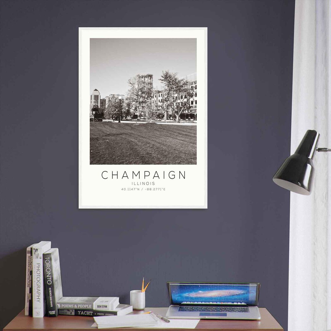 Champaign Illinois Downtown Plaza Lawn Skyline City Photo Poster - Image 3