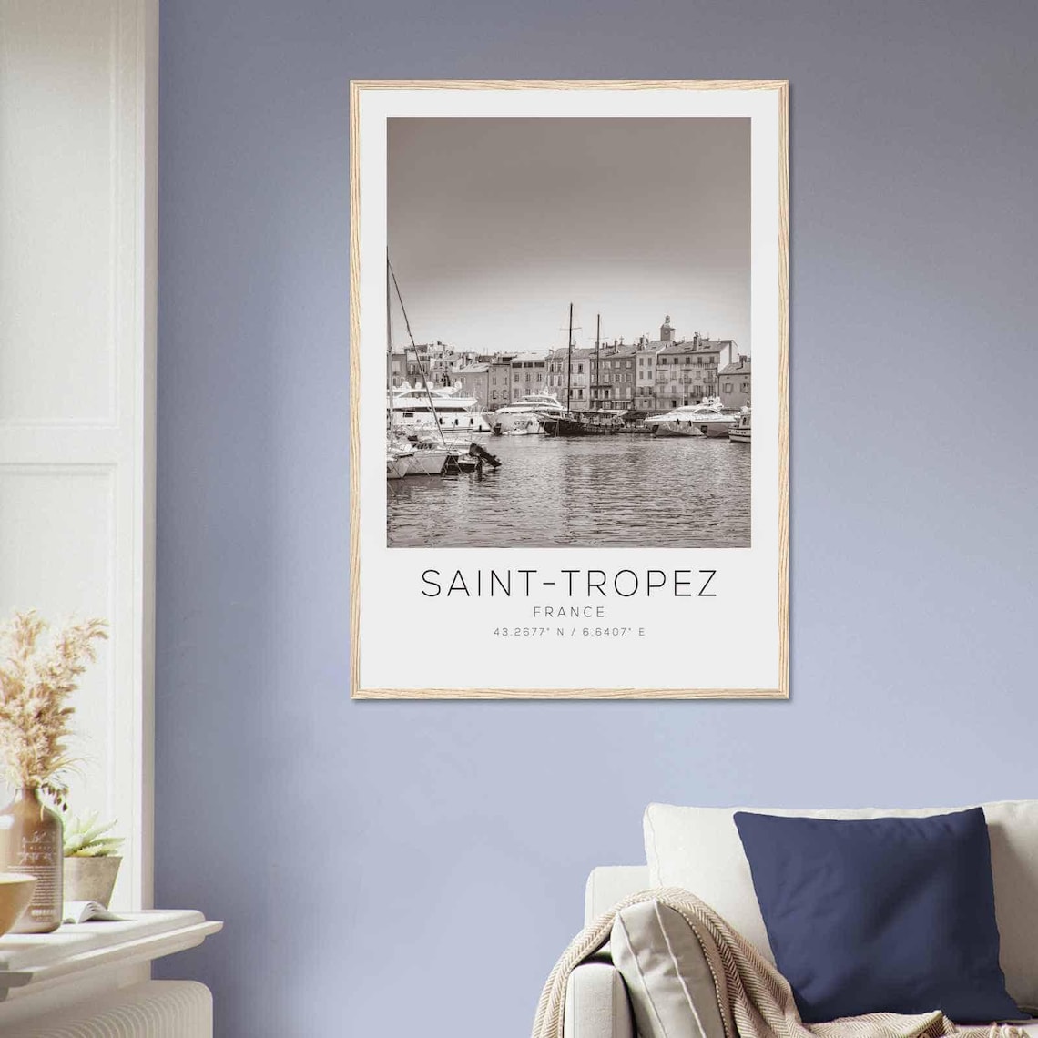 Saint Tropez France Harbor Yachts Black and White Travel Poster - Image 2