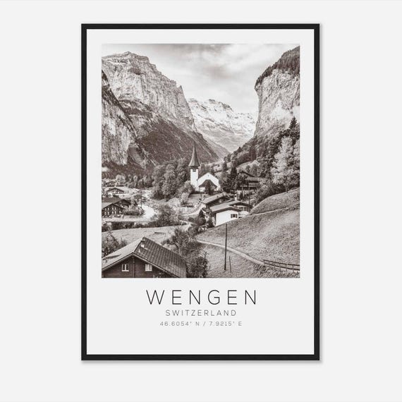 Wengen Switzerland Minimalist Travel Poster Print