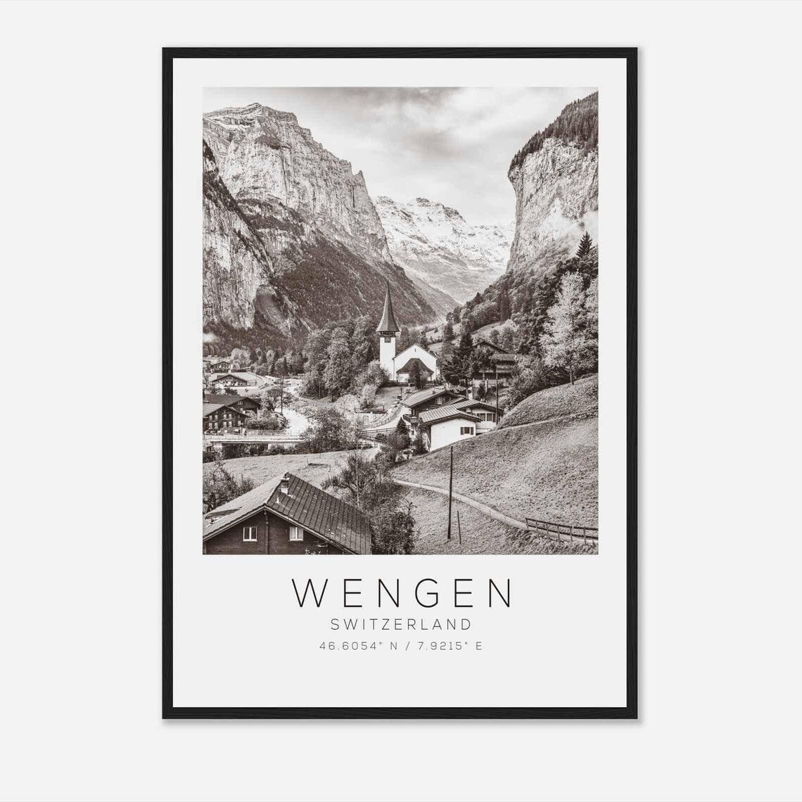 Wengen Switzerland Minimalist Travel Poster Print