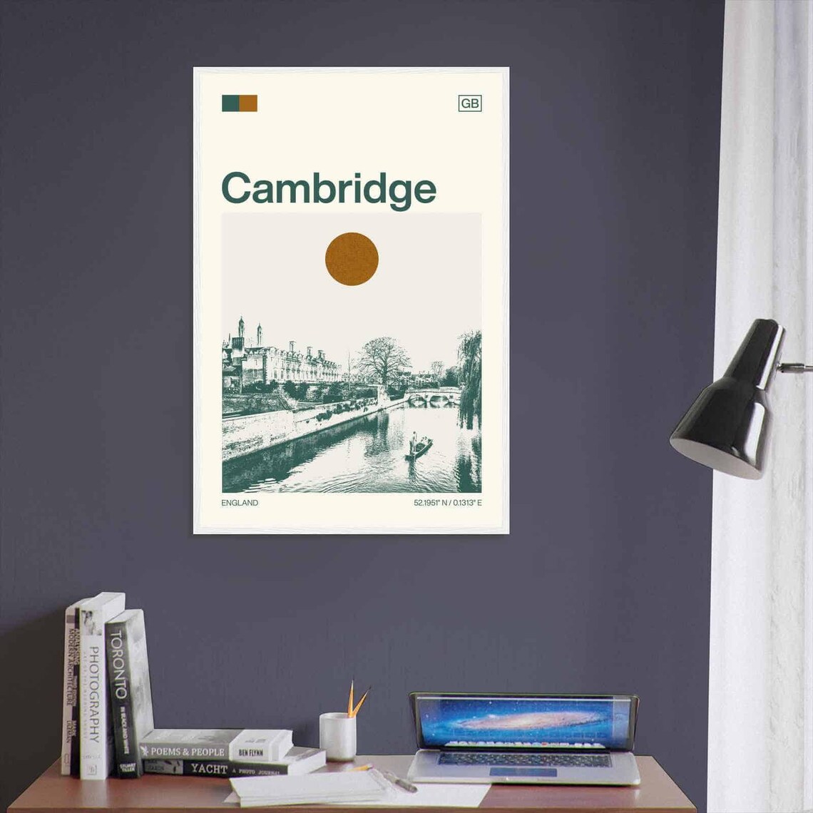 Cambridge England Historic River Cam Punting Duotone View Poster - Image 3