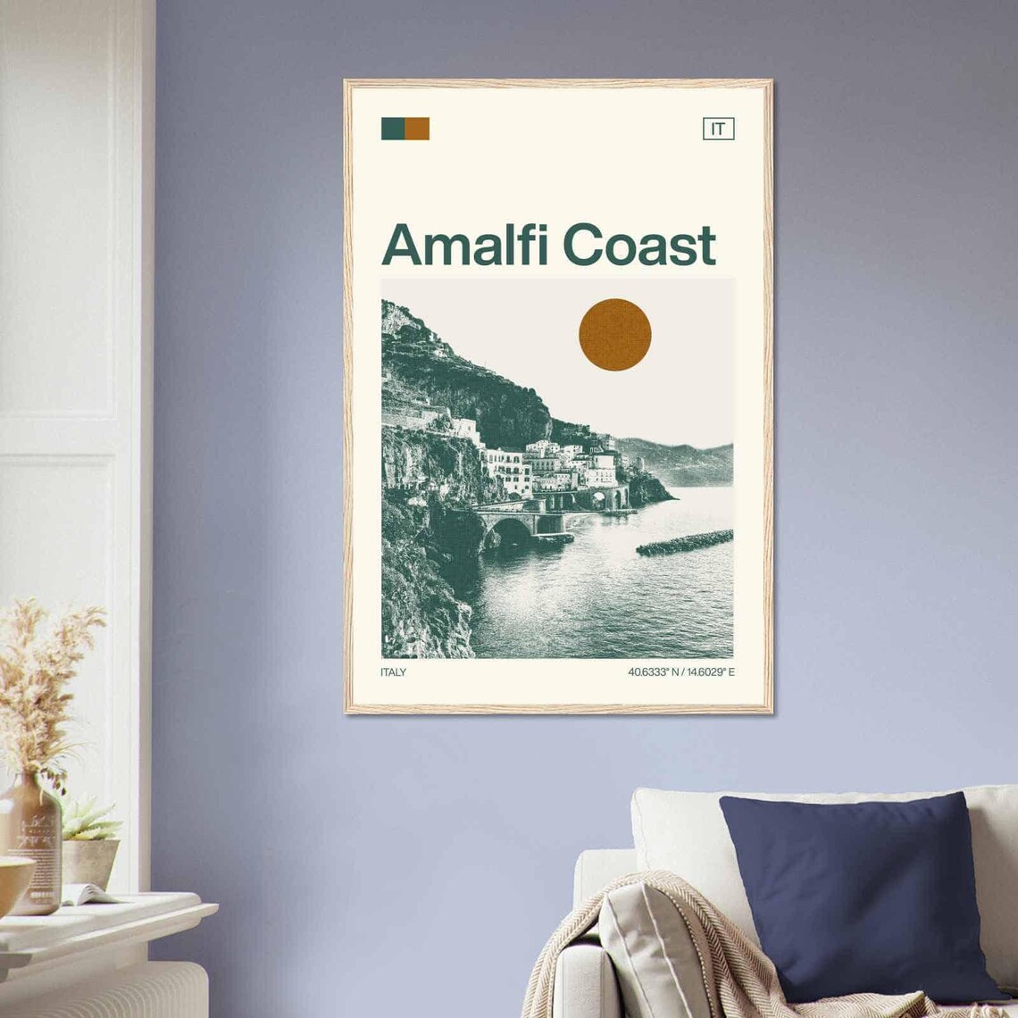 Amalfi Coast Italy Cliffside Village Vintage Style Travel Poster - Image 2