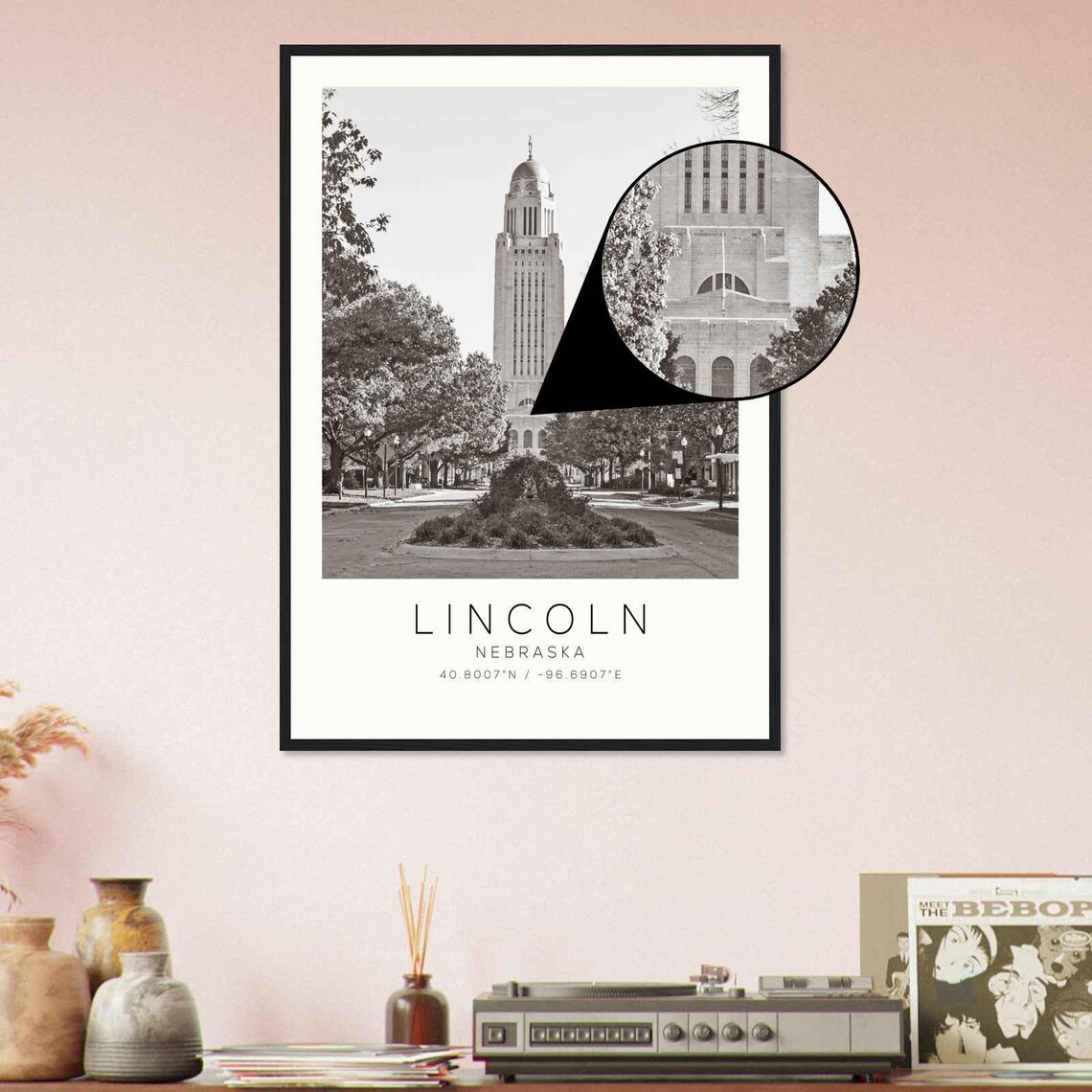Lincoln Nebraska State Capitol Tower Black And White Photo Poster - Image 4