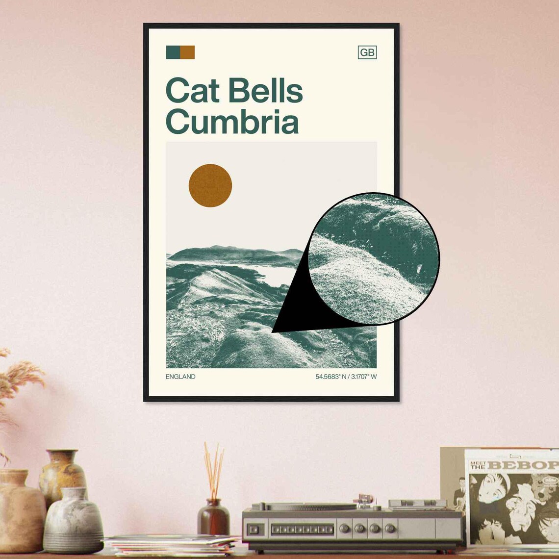 Cat Bells Cumbria Fell Summit Lake District View Minimalist Travel Poster - Image 4