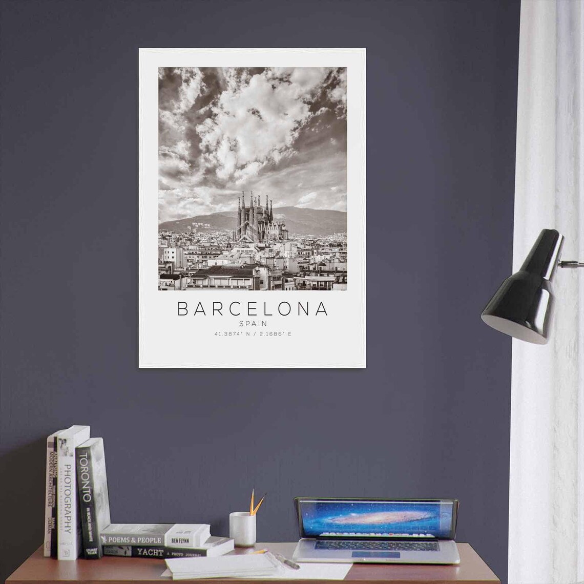 Barcelona Spain Sagrada Familia Black White Minimalist Poster - Image 3