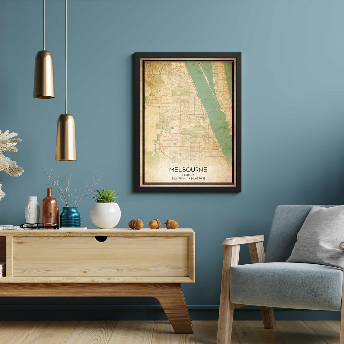 Vintage Melbourne Florida Map Poster Print - Image 2