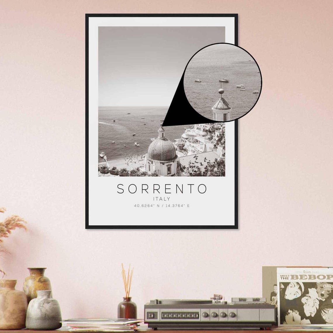Sorrento Italy Travel Photo Poster Bw Sorrento Travel Print Minimalist Travel Poster Print - Image 4