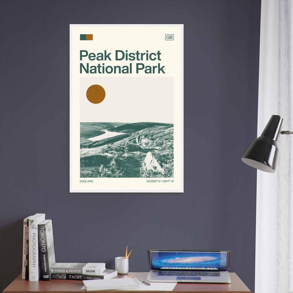 Peak District England Reservoir Valley Hills Minimalist Travel Poster - Image 3