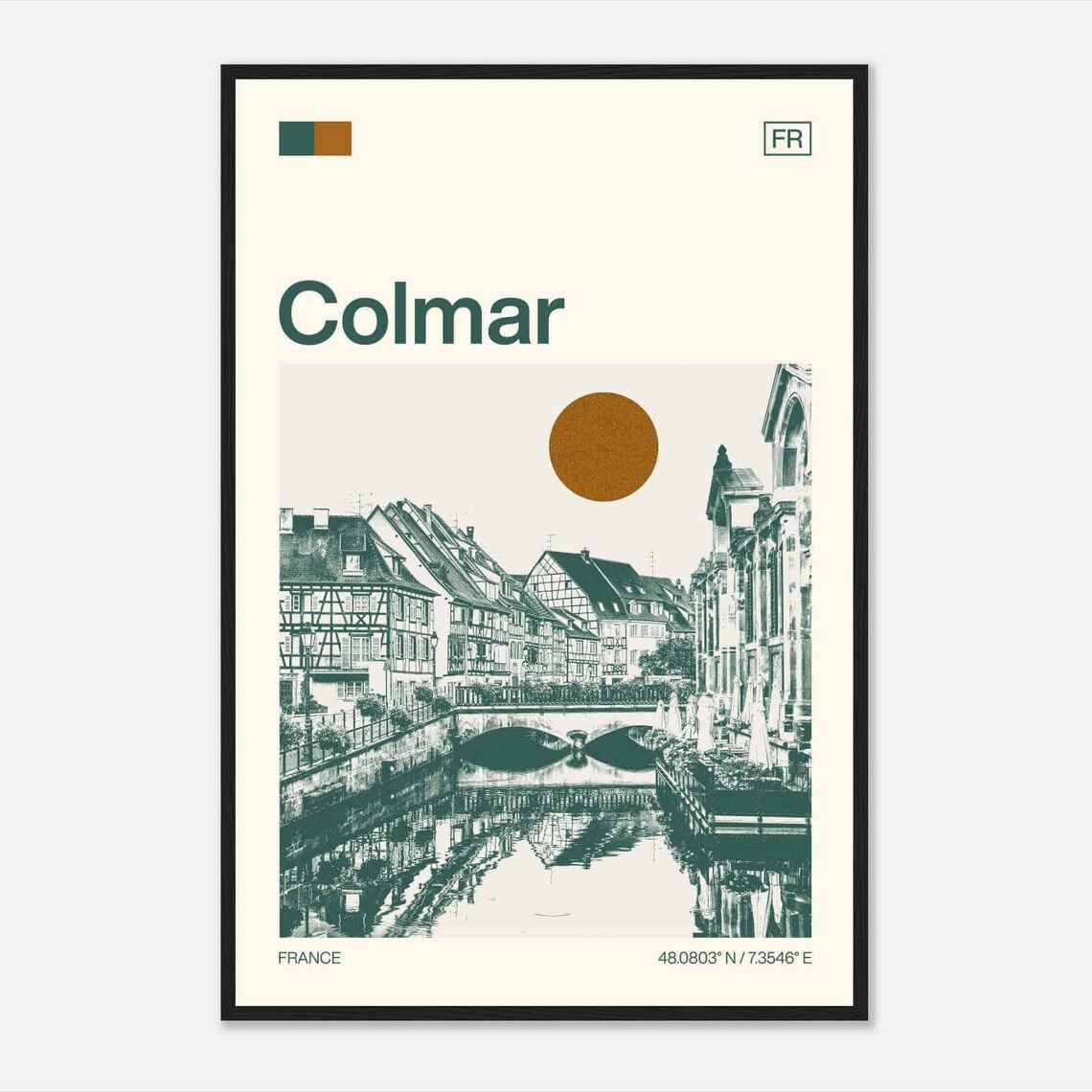 Colmar France Little Venice Canal Half Timbered Houses Travel Poster