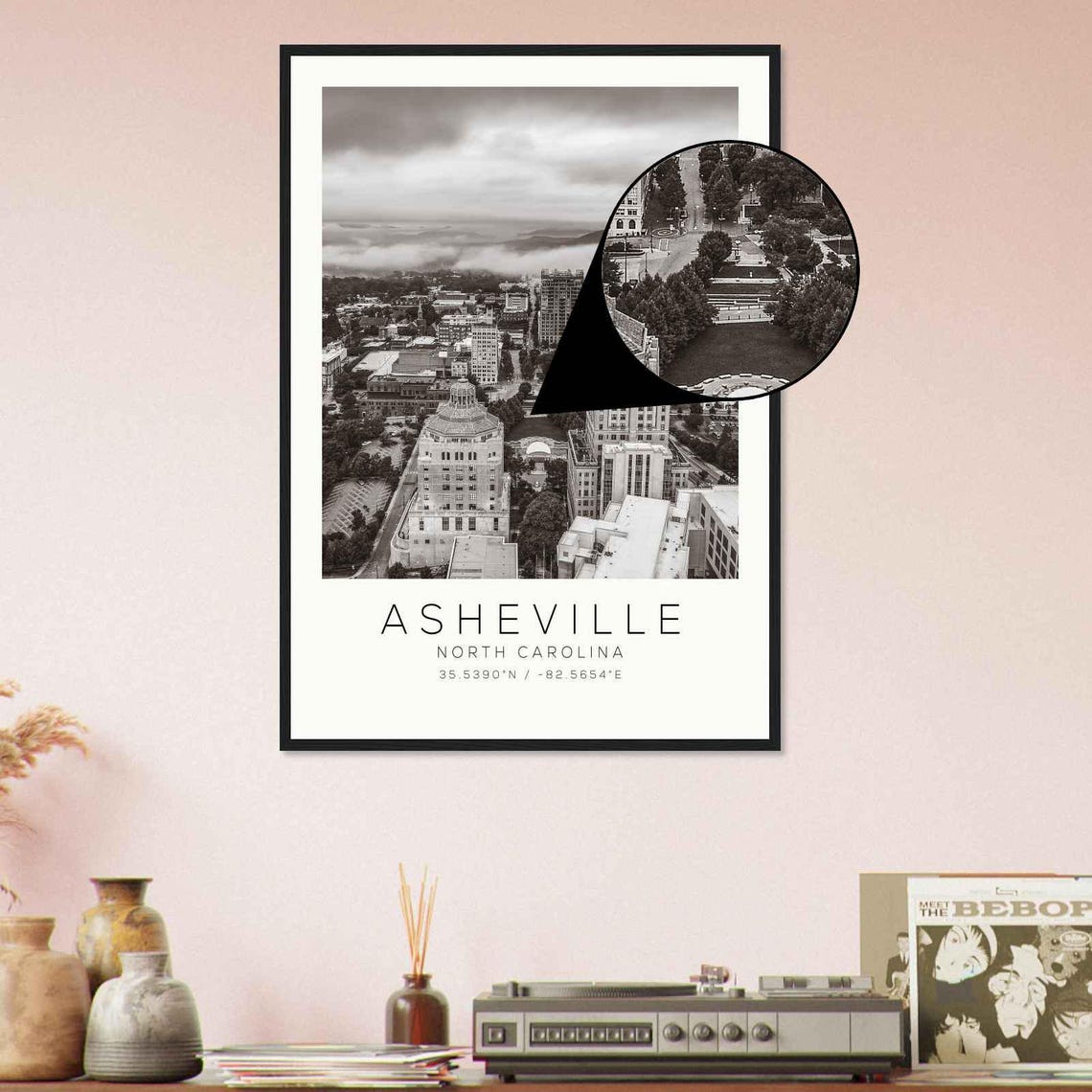 Asheville North Carolina Downtown Mountain City Skyline Poster - Image 4