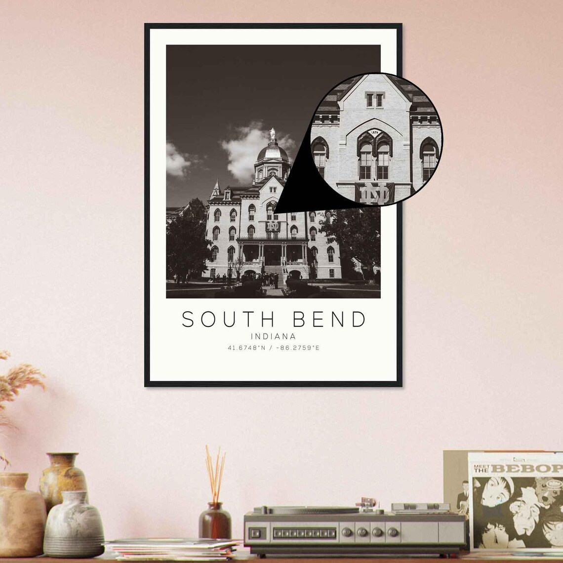 South Bend Indiana Notre Dame Golden Dome Minimalist Photo Poster - Image 4