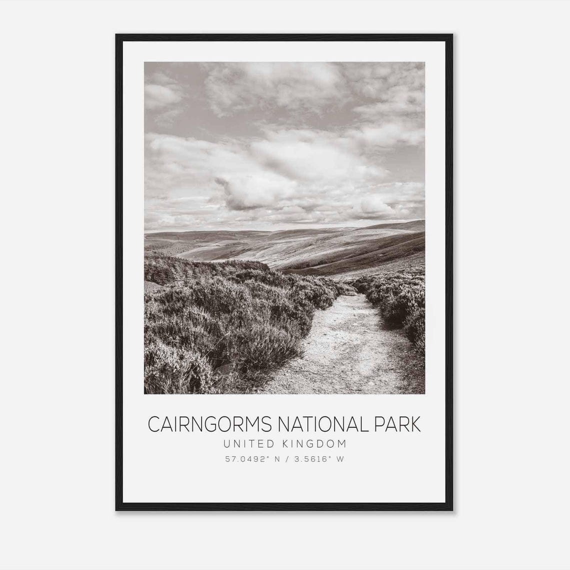 Cairngorms National Park Scotland Travel Photo Poster Bw Cairngorms National Park Travel Print Minimalist Travel Poster Print