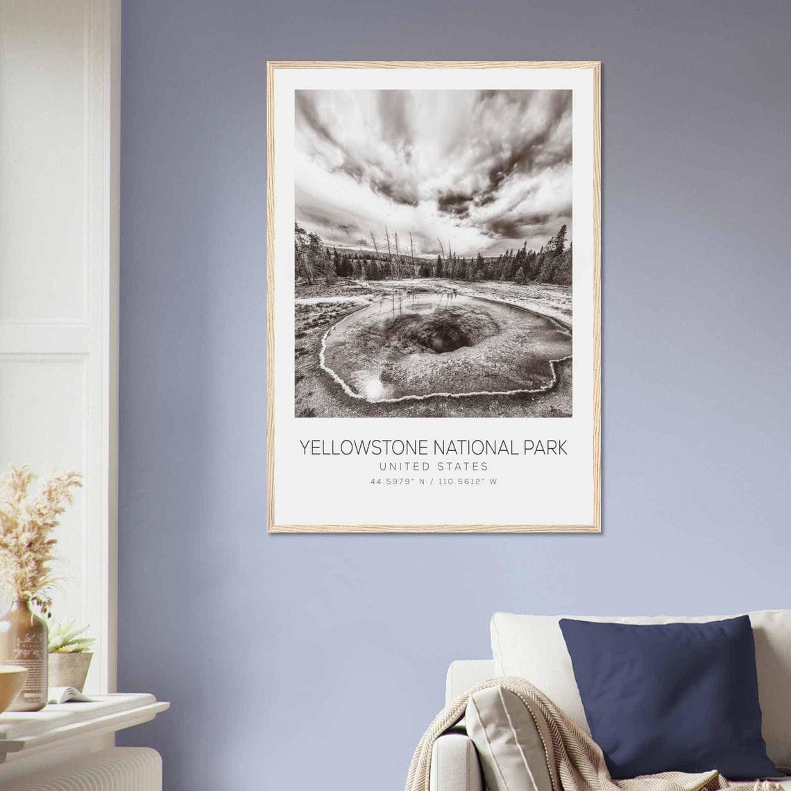Yellowstone National Park United States Travel Photo Poster Bw Yellowstone National Park Travel Print Minimalist Travel Poster Print - Image 2